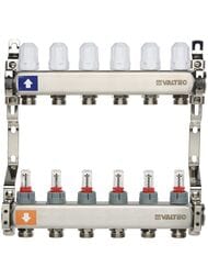 Коллекторная группа VALTEC 6 вых. с расходомерами и регул.клап., 1"х3/4"нерж.ст.VTc.579.EMN.0606