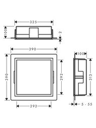 Шкаф-ниша Hansgrohe XtraStoris Individual 56097800 300х300х100 рама шлиф.сталь/короб шлиф.сталь