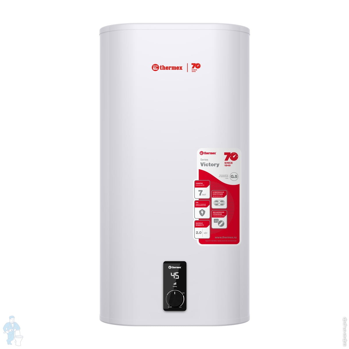 Накопительный водонагреватель Термекс (Thermex) Victory 50 V (434х870х268) плоская форма | Афоня.рф, цена 13 490 руб.