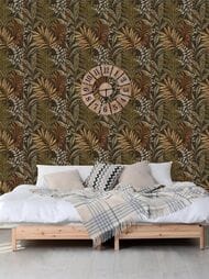 Обои виниловые на флизелине Grandeco Maison MN 3110 (0,53х10,05) листья, бежевые (рул.)