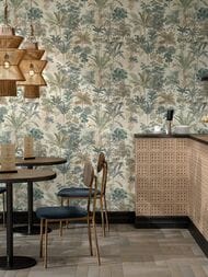 Обои виниловые на флизелине Kerama Marazzi Оазис мотив (1,06х10,05) темно-зеленые KM6205 (рул.)