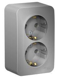 Розетка Systeme Electric BLANCA двойная, с заземлением без шторок, 16А, 250В, алюминий BLNRA010213