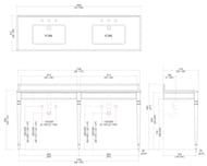 Консоль со столешницей из черного мрамора NERO MARQUINHA Devon&Devon Claridge DEDBCLARINMACR 1800х940х510 для 2 раковин, хром/черный