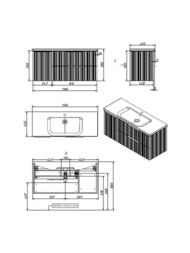 Тумба под раковину Caprigo RAIN 120 (1166х446х550) подвесная, 2 ящ, 1 дверь, Бланж 36517L-SF027