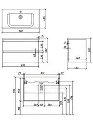 Тумба под раковину Caprigo Форте 90 стил 870х582х446 подвесная, 2 ящика 36113-SF028