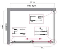 Душевой уголок BelBagno Uno (1200х900х1950) UNO-195-AH-1-120/90-P-Cr стекло рифл./проф. хром