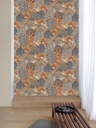 Обои виниловые на флизелине Grandeco Muse MU 3308 (0,53х10,05) тропики, синие (рул.)