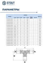 Тройник переходной STOUT 20x16x20 для металлопластиковых труб прессовой SFP-0005-201620
