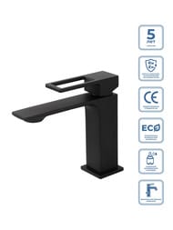 Смеситель на раковину BelBagno LUCE LUC-LVM-NERO однозахватный, с донным клапаном, черный матовый