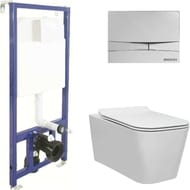 BERGES комплект инсталляции с клавишей смыва F3 хром глянец, унитаз FLOE Rimless, 4в1 043223