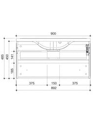 Тумба под раковину Caprigo Аккорд 90 керамик 900х485х450 подвесная, 2 ящика 2218-TP812