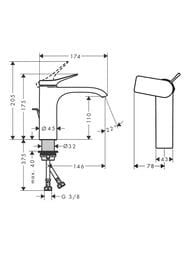 Смеситель Hansgrohe Vivenis 75024000 для раковины, однозахватный, без системы слива, хром