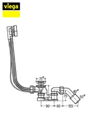 Обвязка Viega Simplex для ванн 40/50x540 полуавтомат, плоская мод.6168.45, 285357