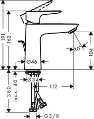 ��������� Hansgrohe Talis E 71710670 ��� �������� � ������ ��������, 110��, ������ �������