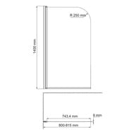 Шторка на ванну WasserKraft Leine 800х1400 35P01-80WHITE распашная, стекло прозрачное/белый