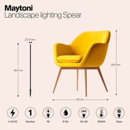 ����������� ���������� Maytoni Spear (�����) O441FL-L1GF3K1, 3000K 1�� 24� IP 65, ������