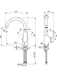 Смеситель для кухни Ideal Standard CERAFLEX однозахватный, высокий излив, цвет: хром B1727AA