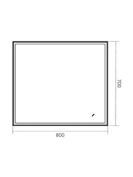 Зеркало Континент Lago (800х700) с LED подсветкой 5000K и сенсорным выключателем, черный