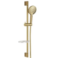 Душевой гарнитур AQUAme H=790мм, O120 мм, 3 режима, мыльница, шланг 1500мм, Glossy gold AQM8101GG — миниатюра 1