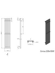 GROTA CORSA Полотенцесушитель электрический 230x1500 черный RAL9005