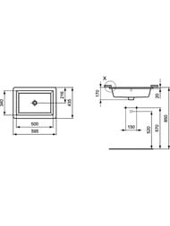 Умывальник Ideal Standard Lux STRADA 595х435х170 встраиваемый под столешницу K077901