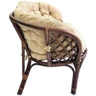 Диван Багама (1200х650х750) подушки светлые, полные шенил, ротанг, рех матовый