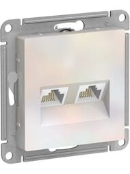 Розетка Systeme Electric ATLASDESIGN двойная компьютерная RJ45+RJ45 категория 5E жемчуг ATN000485