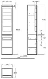 Пенал подвесной GEBERIT Renova Plan (390х1800х360) белый глянцевый 869000000