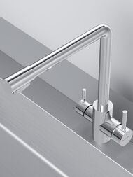 Смеситель для кухни AM.PM X-Joy S F85B05700 L-образный излив, с каналом для фильтр. воды, хром