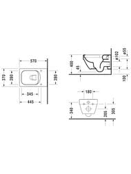Унитаз подвесной Duravit Vero Air 370х570 безободковый, антибактериальное покр. 2525092000
