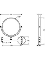 Зеркало для ванной косметическое Ideal Standard IOM поворот 180°,200мм, настенный монтаж A9111AA