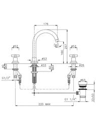 Смеситель для раковины Nicolazzi Mac Kinley 05 2208CR29 на три отверстия, донный клапан, хром