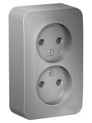 Розетка Systeme Electric BLANCA двойная, без заземления, без шторок, 16А, 250В, алюм. BLNRA000213