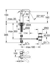 Смеситель для раковины Grohe Essence+ M-Size однозахватный, излив 160мм, дон. клапан, хром 23462001 — изображение 4