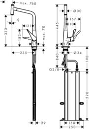 ��������� Hansgrohe Metris Select M71 ��� ����� 320�� �������� �����, ����� 73803800