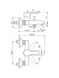 Смеситель для ванны/душа Ideal Standard ALPHA настенный, однозахватный, хром BC654AA