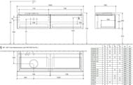 Тумба под умывальник Villeroy & Boch LEGATO (1600х380х500) подвесная, 2 ящика, белая B59500DH