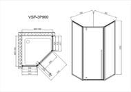 ������� ������ Vincea Penta 900�900�1950 ������ ����������/������� ����� ���������, VSP-3P900CLGM