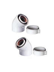 Отвод 45° VAILLANT DN 60/100 в комплекте с соединительным хомутом, белый (2 шт.) 303809 — миниатюра 1