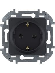 Розетка LEGRAND INSPIRIA с заземлением со шторками 16 А  IP20 антрацит 673733