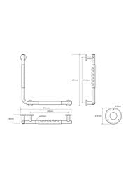 Поручень Bemeta Omega 104507731 90° 420х420мм, настенный, угловой, правый, цвет: хром/черный