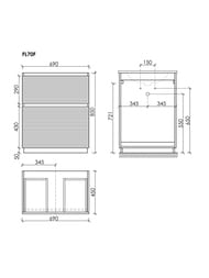 Тумба под раковину Sancos Folk Floor FL70FES 690х445х850 напольная, с 2-мя ящиками, Ergraut soft