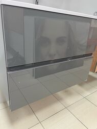 Уценка! Тумба с раковиной Aquanet Алвита 70 (690х531х445) подвесная, 2 ящика, серый антрацит