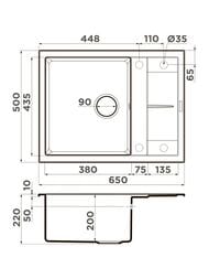 Мойка Omoikiri SUMI 65-SA (650х500х230) врезная, тетогранит, бежевая 4993672