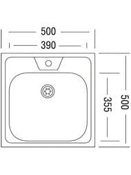 Мойка накладная Ukinox Standart 500х500 матовая нерж.сталь 0,4мм, слив 1 1/2, STD 500.500 ---4C 0C