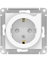 Розетка Systeme Electric ATLASDESIGN с заземлением со шторками с выталкивателем 16А белый ATN000147