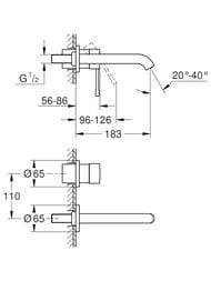 Смеситель Grohe Essence 19408001 для раковины встраиваемый, на два отверстия, внешняя часть — миниатюра 2