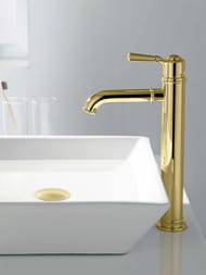 Смеситель для раковины Aquatek Классик AQ1504PG однозахв., излив 235мм, б/дон. клапана, зол. полир