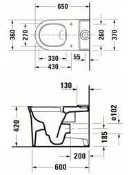 Унитаз напольный Duravit White Tulip 2197090000 370х650х420 безободковый, верт.смыв, белый