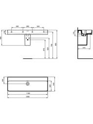 Умывальник Ideal Standard Lux STRADA II 1200х430х170 T364101 без отверстия под смеситель, белый